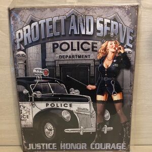 "Police Dept - Protect and Serve" vintage-style 16” x 12” metal tin sign NEW